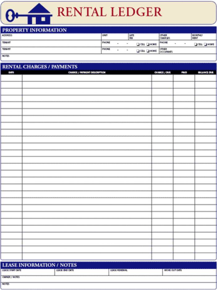 Free Printable Rental Ledger Template