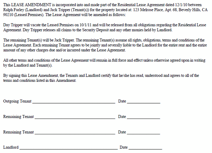 remove tenant amendment ezlandlordforms