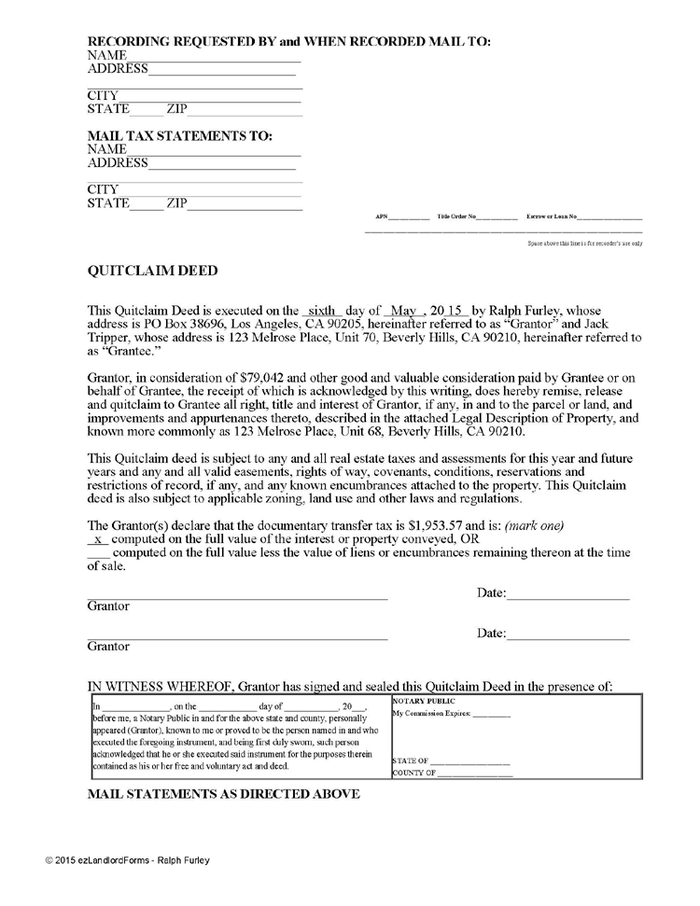 Free Hawaii Quitclaim Deed Form