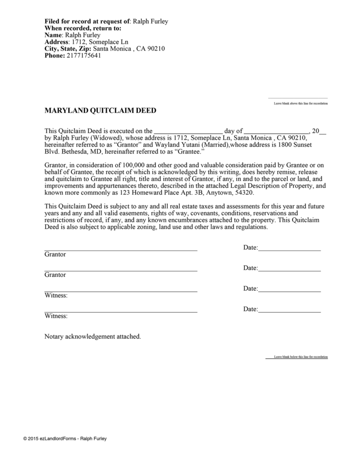 Free Hawaii Quit Claim Deed Form, PDF