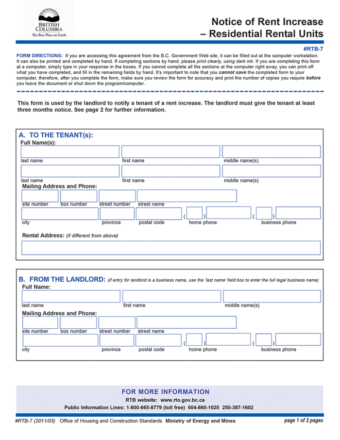 bc rent increase notice rtb 7 ezlandlordforms