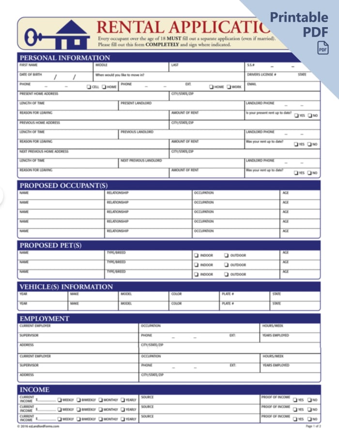 free rental application handwrite in ezlandlordforms