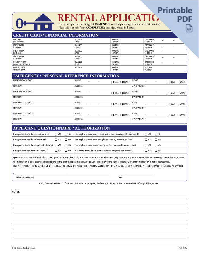 Free Hawaii Rental Application Form, PDF