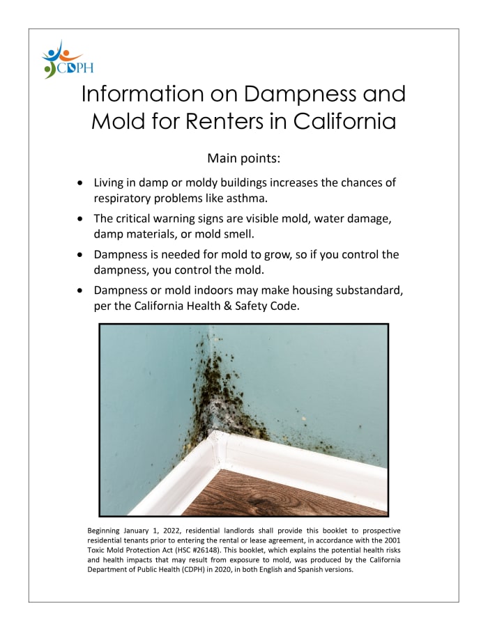 Information on Dampness and Mold for Renters in California 
