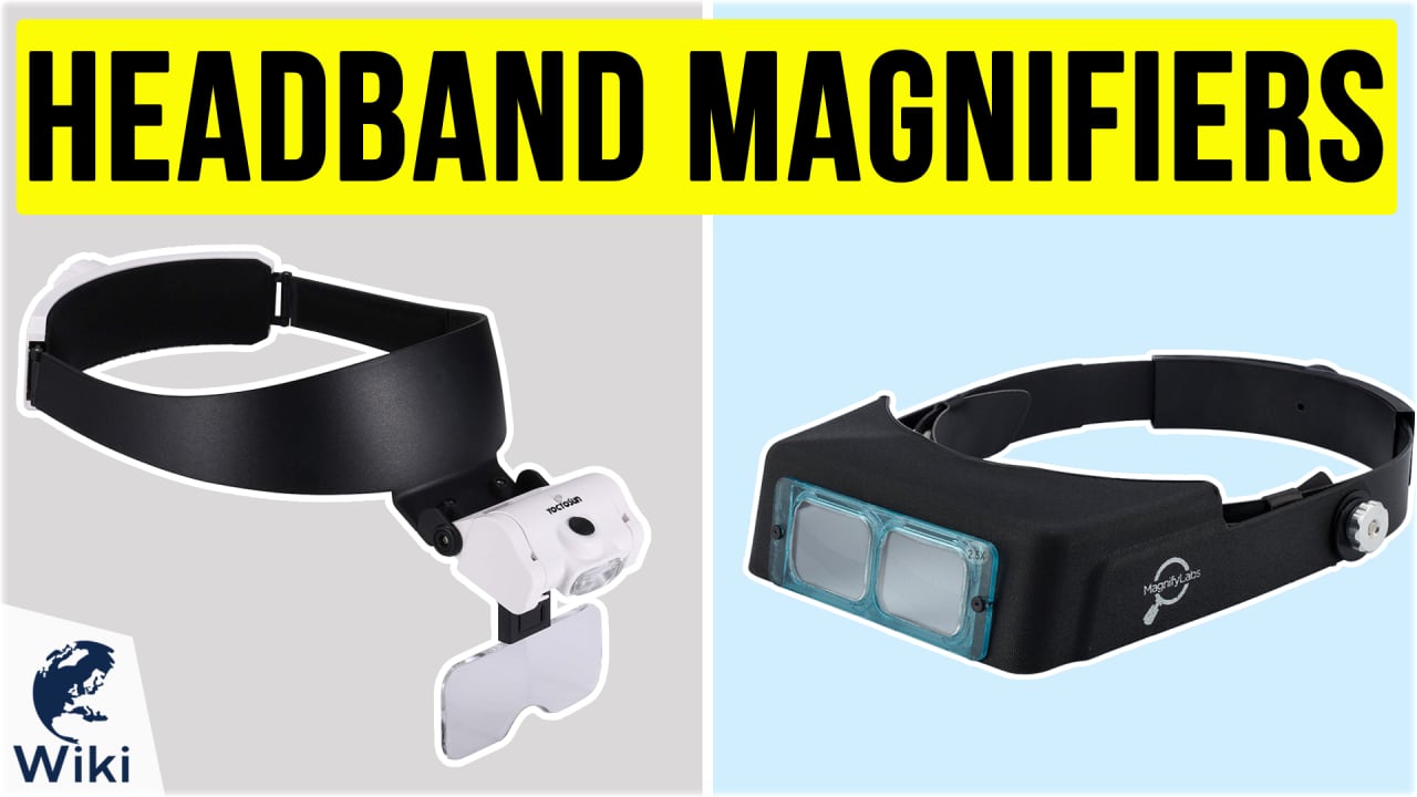 SUNJOYCO 1x to 14x Headband Magnifier with LED Light, Handsfree Head Mount Magnifying Glass Visor Headset Loupe Tools for Professional Jewelry Close