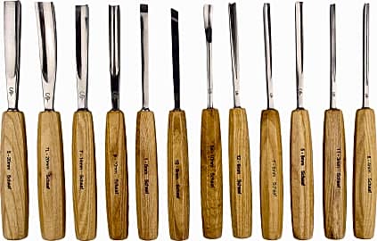 Schaaf Tools 4-Piece Wood Chisel Set | Finely Crafted Wood Chisels for Woodworking | Durable CR-V Steel Bevel Edged Blade, Tempered to 60HRC | Tool