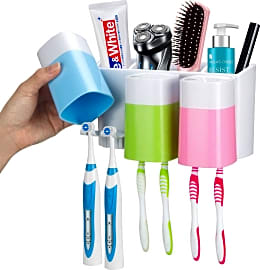 Luvan Toothbrush Holders for Bathrooms,White Toothbrush Stand,Plastic  Electric Toothbrush and Toothpaste Organizer 