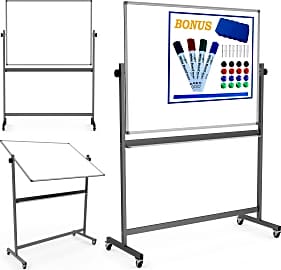 Best-Rite Ogee Curved Dry Erase Mobile Whiteboard Easel- Magne-Rite -  55471-PP, Mobile Boards and Reversible Boards