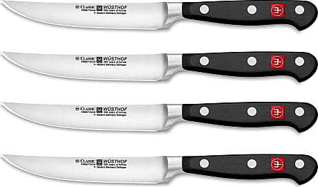 FOXEL Dishwasher Safe Serrated Steak Knife 4 Set, Sharp German Steel