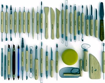 Meuxan Ceramic Pottery & Clay Ribbon Sculpting Tool Kit (Set of 12)