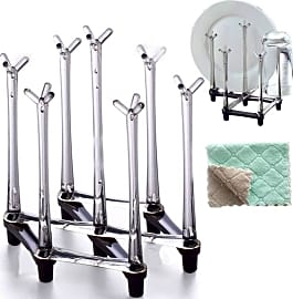 KOHLER K-8628-CHR Wine Glass Drying Rack, Wine Glasses Rack Organizer,  Folding Drying Rack for 6 Wine Glasses, Charcoal