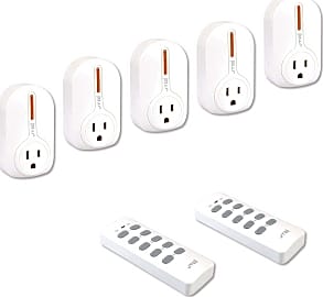 BN-LINK Wireless Remote Control Outlet with Extra Long Range, for Household  Appliances, White (2 Remotes + 5 Outlets)