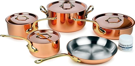  Matfer Bourgeat 8 Piece Copper Cookware Set, Professional Grade  with Stainless Steel Lining : Home & Kitchen