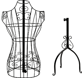 MyGift Vintage Designers Black Metal Scrollwork Wire Frame Dress Form Display Rack/Dressmaker's Mannequin Stand