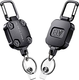 2 Pack Small Heavy Duty Retractable Badge Holder Reels, Will Well Metal ID  Badge Holders with Belt Clip Key Ring for Name Card Keychain [All Metal