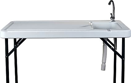 Goplus Folding Fish Cleaning Table with Sink and Faucet, Heavy Duty Fillet Table with Hose Hook Up