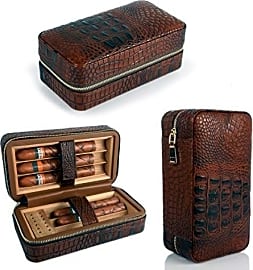 AMANCY Classic Black Leather 4 Cigar Travel Case Humidor with Cutter and  Lighter Great Cigar Accessory Gift Set