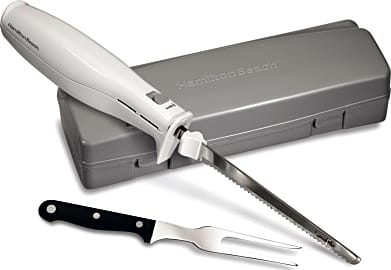 Classic Cuisine Electric Carving Knife Stainless Steel 2 Blades Ham Turkey  Bread Counter Top Convenient Storage Block
