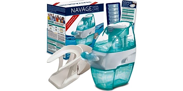 Nasal Irrigator with Bonus 30 Saline Packets - Irrigation for Sinus Relief  - Nose Cleaner Aspirator System - Waterproof - 3 Pressures: Normal, Soft