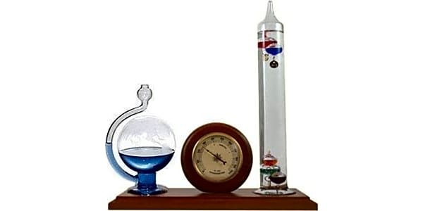 Lily's Home Analog Weather Station, with Galileo Thermometer, a Precision  Quartz Clock, and Analog Barometer and
