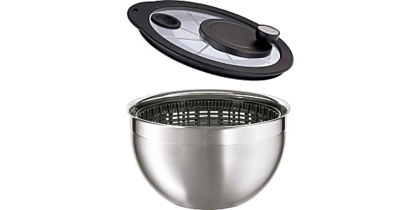 OXO 6 Quart Stainless Steel Salad Spinner with Locking Lid Rubber