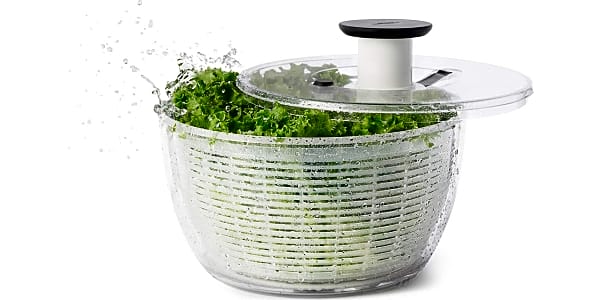 OXO Stainless Steel Salad Spinner with Locking Lid Rubber Bottom