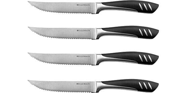 FOXEL Dishwasher Safe Serrated Steak Knife 4 Set, Sharp German Steel