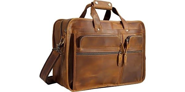 Alpine Swiss Business Portfolio Genuine Leather Briefcase Flap