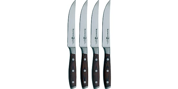 FOXEL Non Serrated Steak Knife 4 Set, Razor Sharp Japanese VG10 Steel