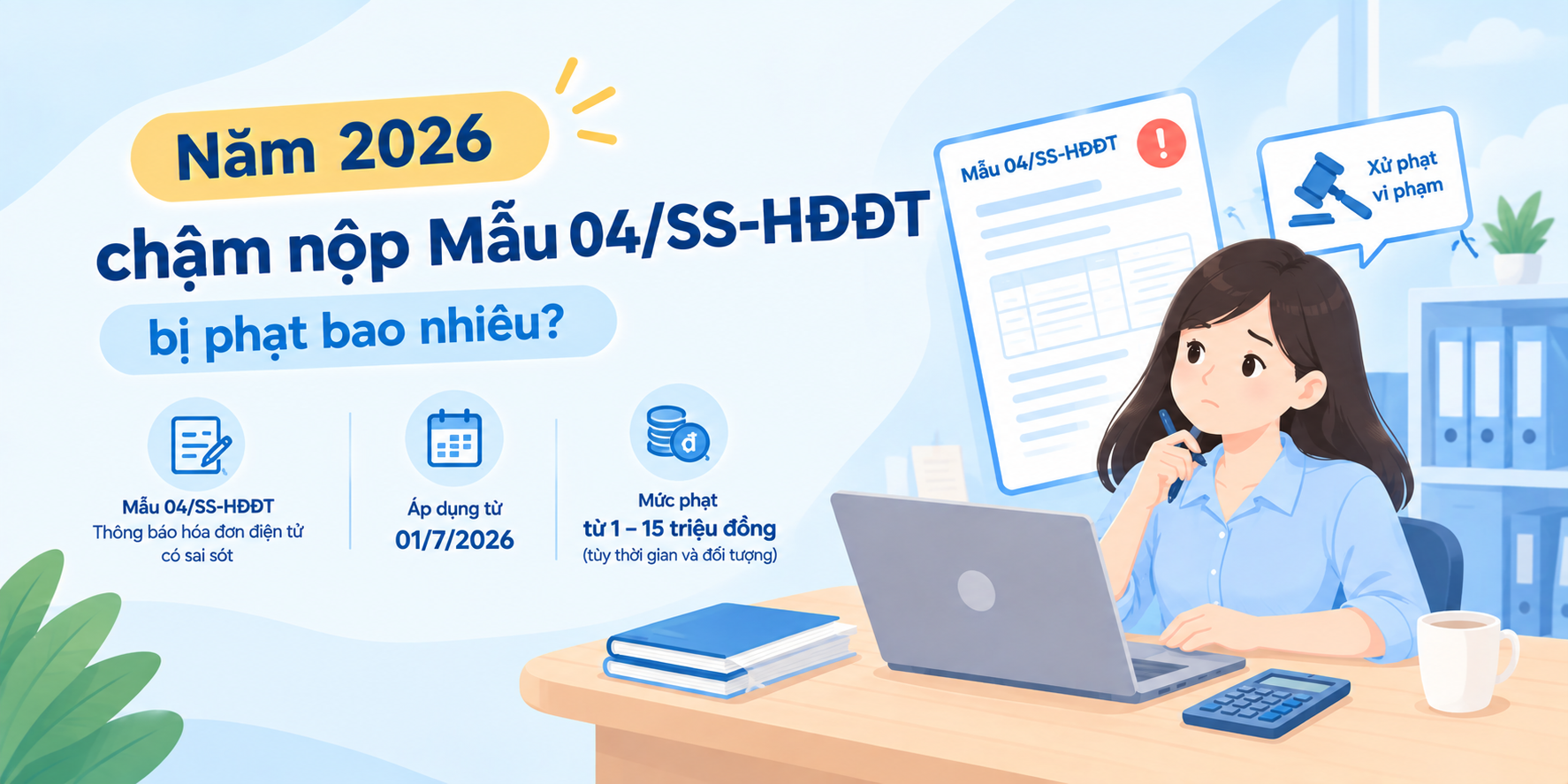Năm 2026 chậm nộp Mẫu 04/SS-HĐĐT bị phạt bao nhiêu?