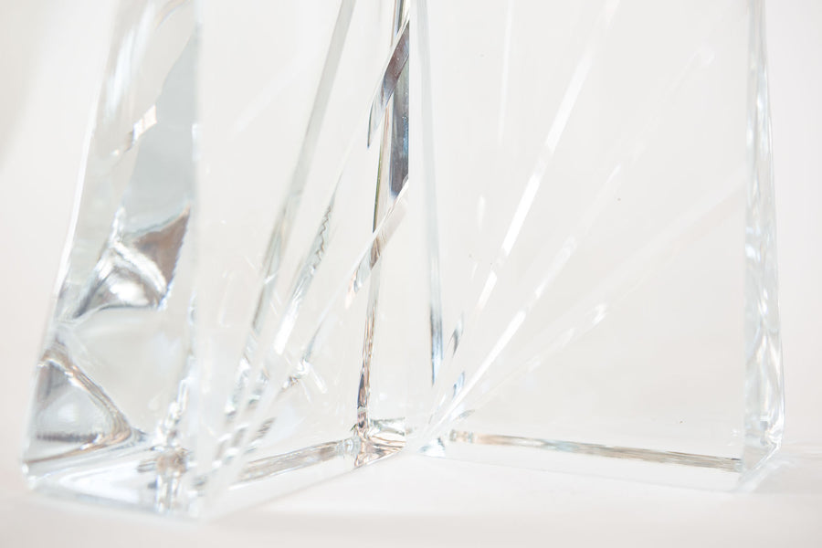 Diagonal Glass Bookends Closeup