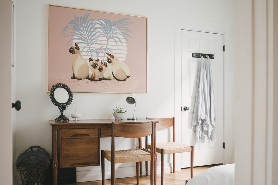 Large Format Cat Palm Painting Closeup
