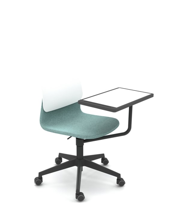Basique - Chaise giratoire étudiant avec tablette, assise PP tapissée avant et arrière, dossier PP - Klik