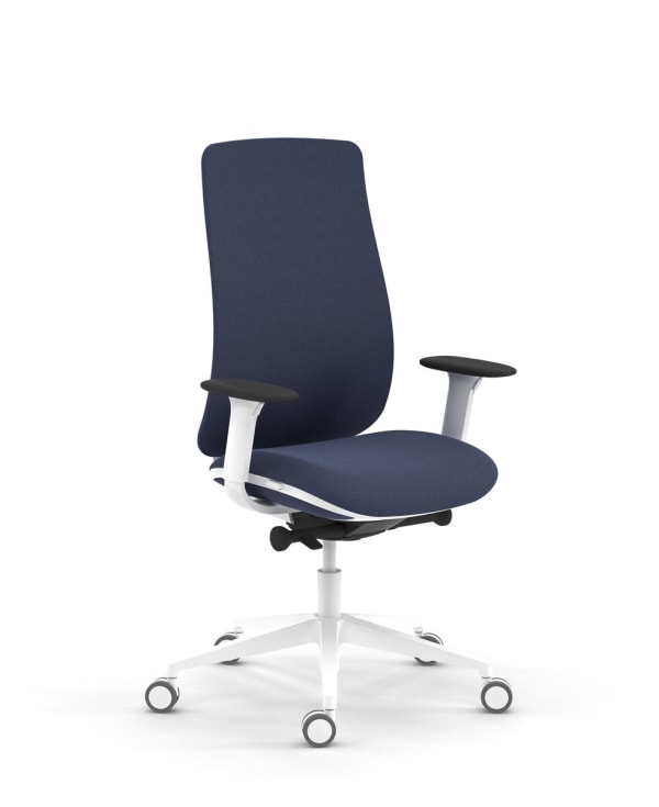 Fauteuil haut dossier toile, finition blanc - Eman