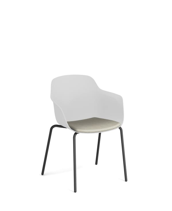 Fauteuil 4 pieds métal, coque PP - Loria