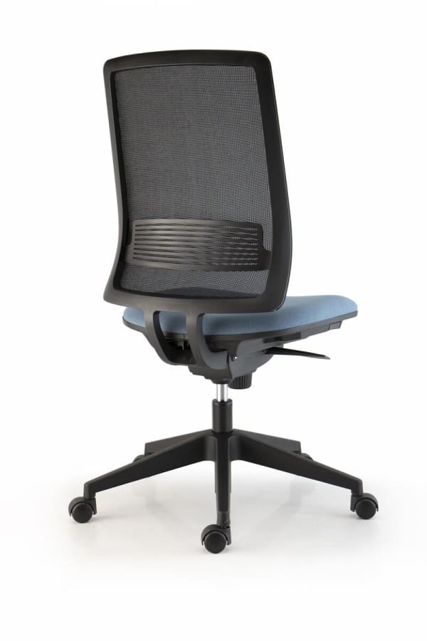 Chaise dos résille + RL, synchro+TA, base nylon noir, RSM Ø50 - Luz
