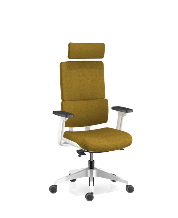 Fauteuil haut dossier avec têtière, base nylon blanc - Wi-Max