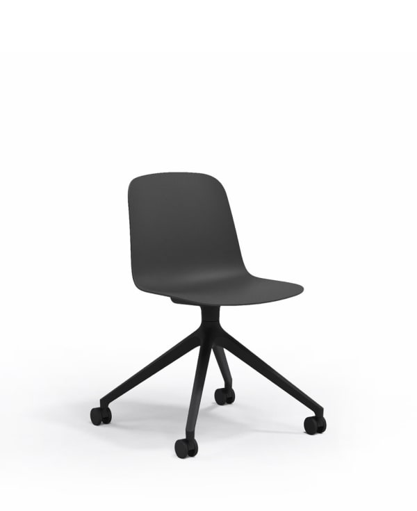 Chaise giratoire sur roulettes, coque PP - Loria