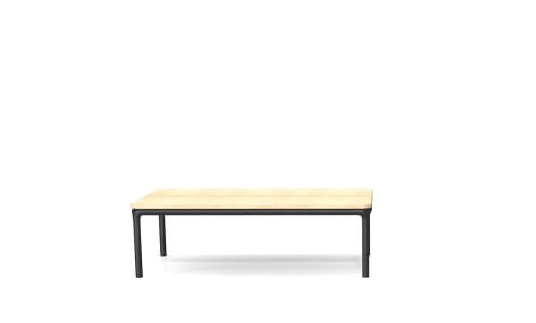 Table basse rectangulaire 120 X 60 cm avec plateau décor chêne blanchi fixé - Rhune