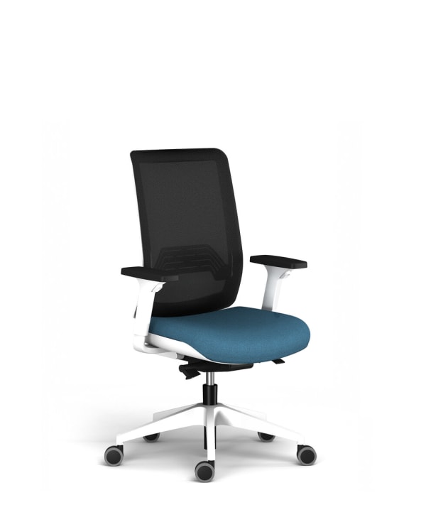 Siège haut dossier résille, base nylon blanc - Wi-Max