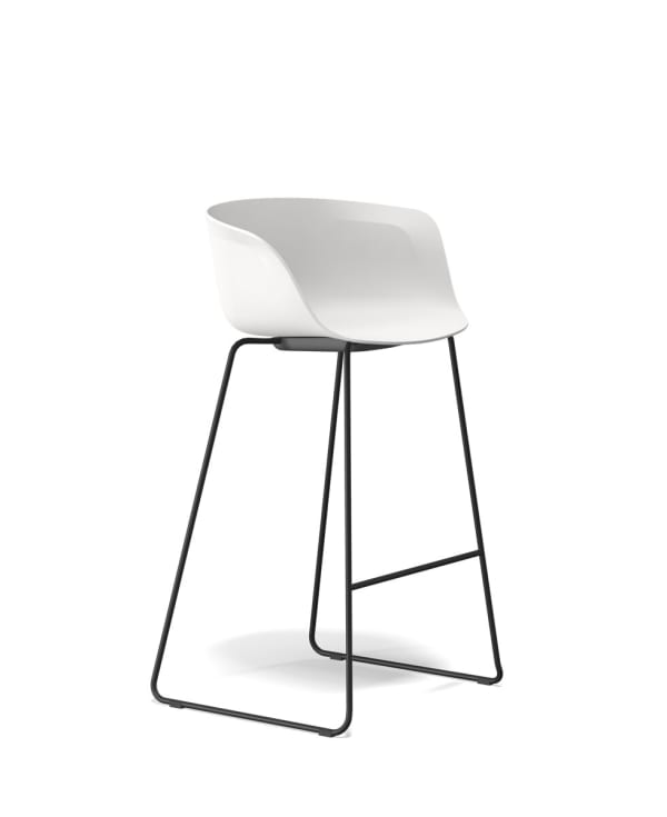Tabouret pieds métal, coque PP - Loria