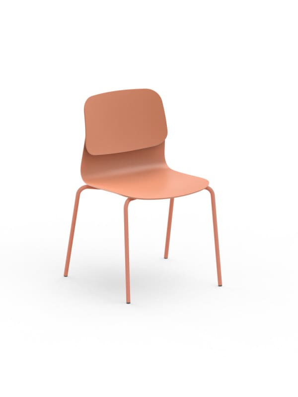 Chaise 4 pieds bois, assise PP, dossier PP - Klik