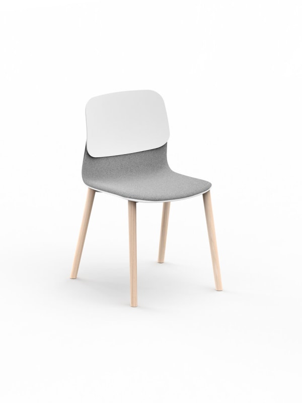 Chaise 4 pieds bois, assise tapissée avant+arrière, dossier PP ou chêne - Klik