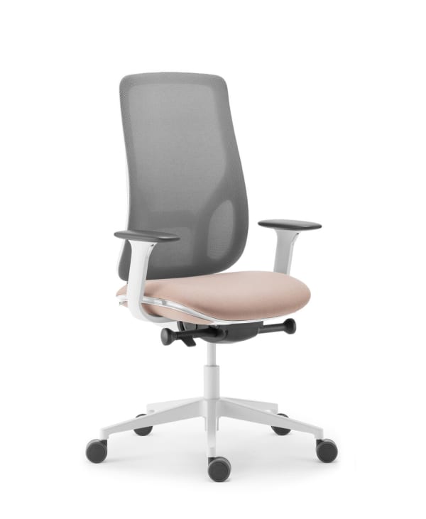 Chaise haut dossier toile, finition blanc - Eman