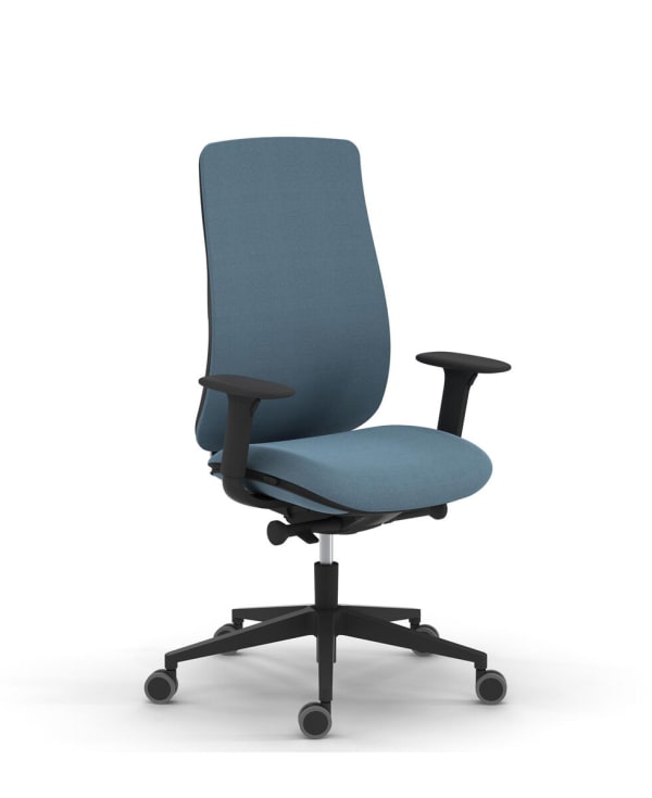 Chaise haut dossier, finition noir, roulettes ø50 sol moquette — dossier tapissé - Eman