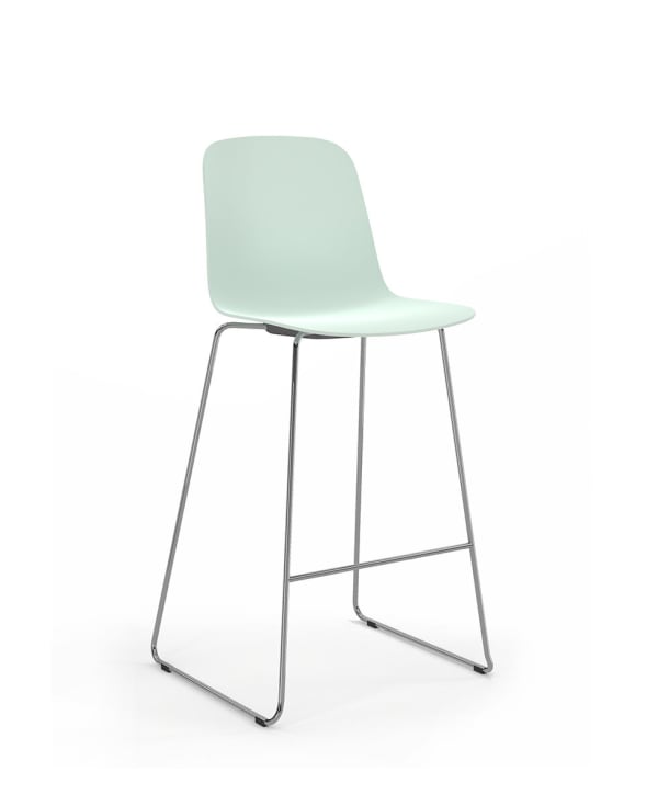 Chaise haute pieds métal, coque PP entièrement tapissée - Loria