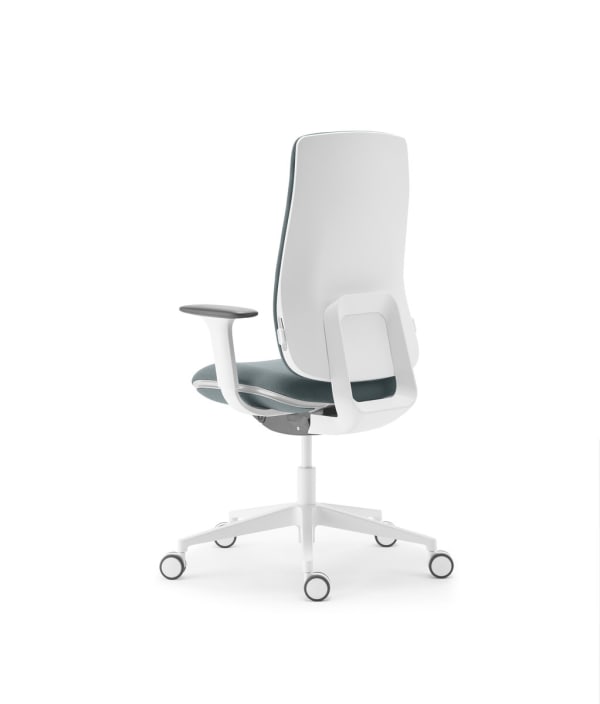 Fauteuil de direction haut dossier tapissé avec renfort lombaire, finition blanche - Eman