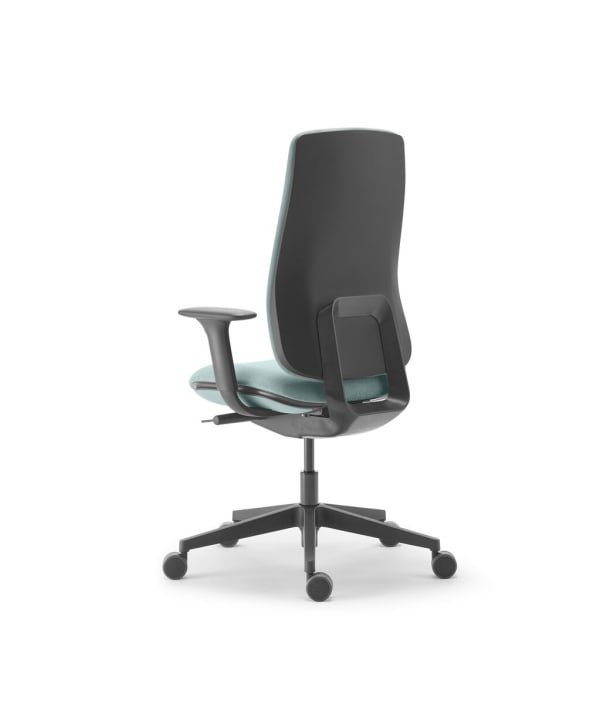Fauteuil de direction haut dossier toile tendue, finition noire - Eman