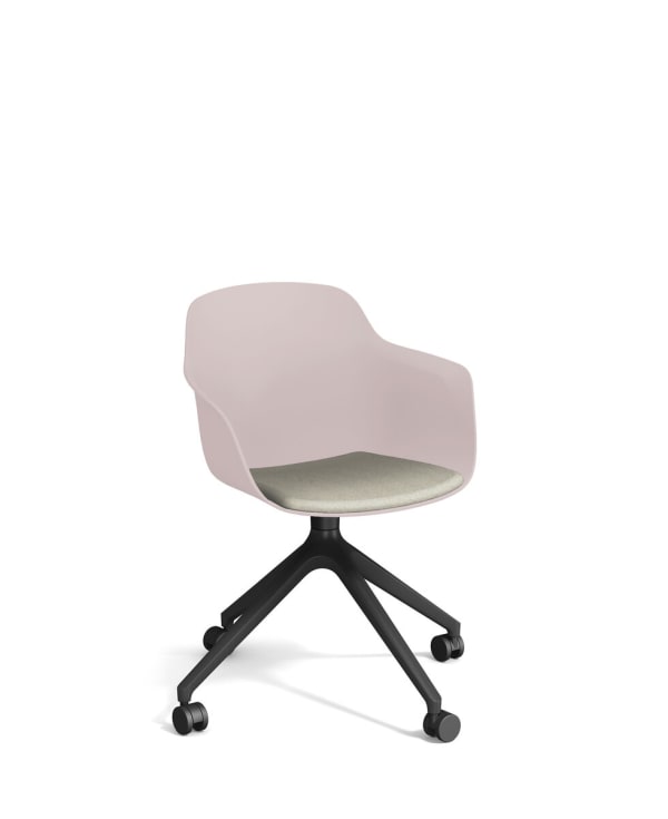 Fauteuil giratoire sur patins, coque PP avec placet assise tapissé - Loria