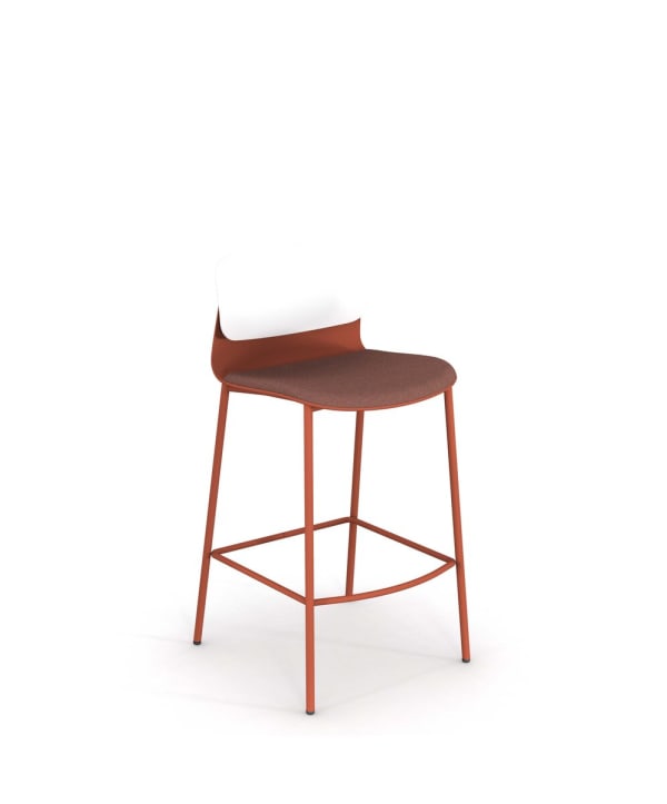 Tabouret 4 pieds métal anthracite, assise et dossier polypropylène 100% recyclé - Klik